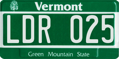 VT license plate LDR025