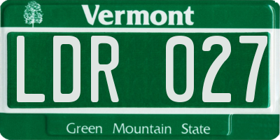 VT license plate LDR027