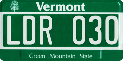 VT license plate LDR030