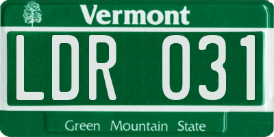VT license plate LDR031