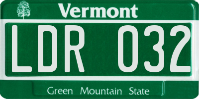 VT license plate LDR032