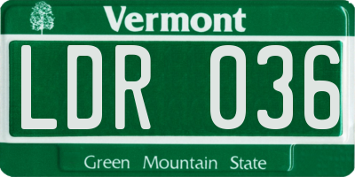VT license plate LDR036