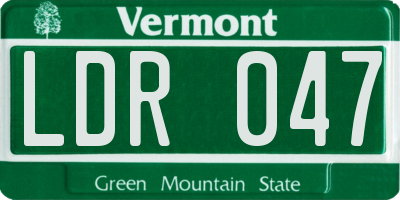VT license plate LDR047
