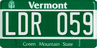 VT license plate LDR059