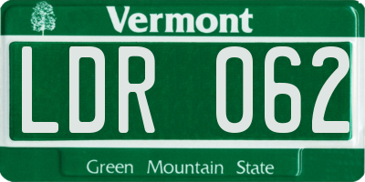 VT license plate LDR062