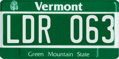 VT license plate LDR063