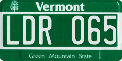VT license plate LDR065