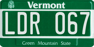 VT license plate LDR067