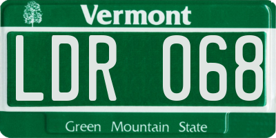 VT license plate LDR068