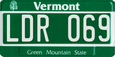 VT license plate LDR069