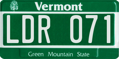 VT license plate LDR071