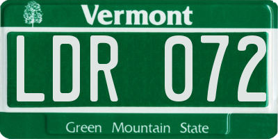 VT license plate LDR072