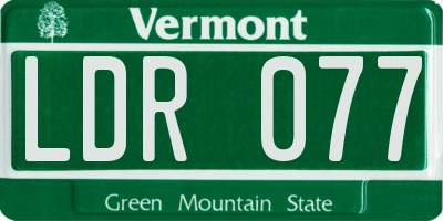 VT license plate LDR077