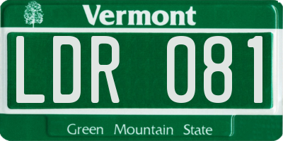 VT license plate LDR081