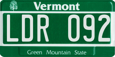 VT license plate LDR092