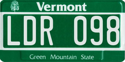 VT license plate LDR098