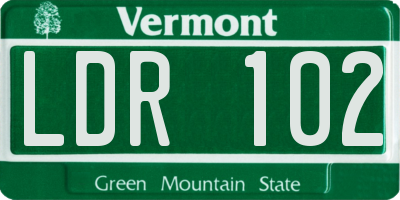 VT license plate LDR102