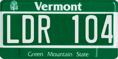 VT license plate LDR104