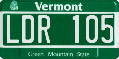 VT license plate LDR105