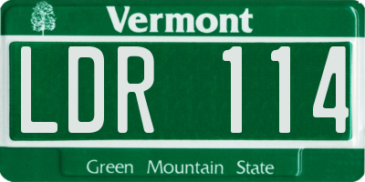 VT license plate LDR114