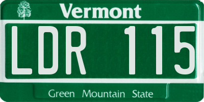 VT license plate LDR115