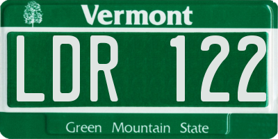 VT license plate LDR122