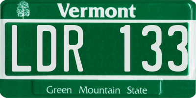 VT license plate LDR133