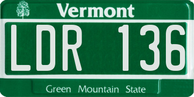 VT license plate LDR136