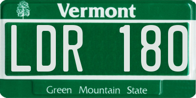 VT license plate LDR180