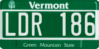 VT license plate LDR186