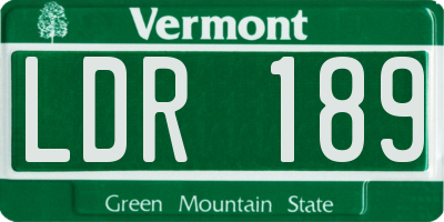 VT license plate LDR189