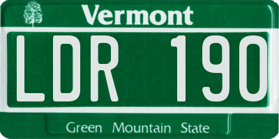 VT license plate LDR190