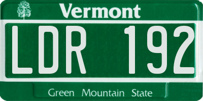 VT license plate LDR192