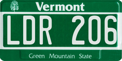 VT license plate LDR206