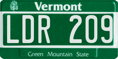 VT license plate LDR209