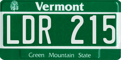 VT license plate LDR215