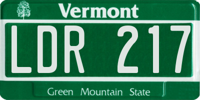 VT license plate LDR217