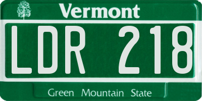 VT license plate LDR218