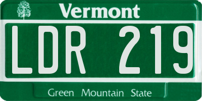VT license plate LDR219