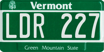 VT license plate LDR227