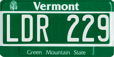 VT license plate LDR229