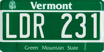 VT license plate LDR231