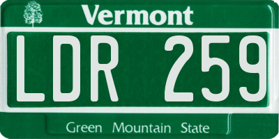VT license plate LDR259