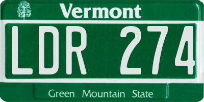VT license plate LDR274