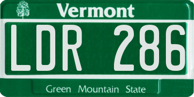 VT license plate LDR286