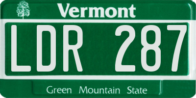 VT license plate LDR287