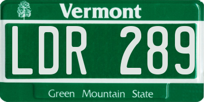 VT license plate LDR289