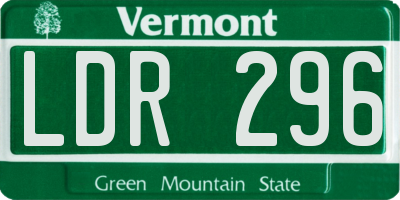 VT license plate LDR296