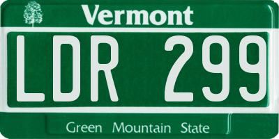 VT license plate LDR299