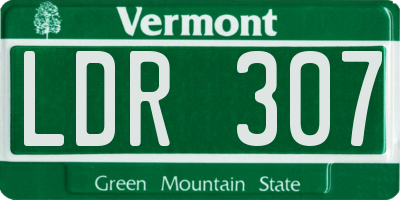 VT license plate LDR307